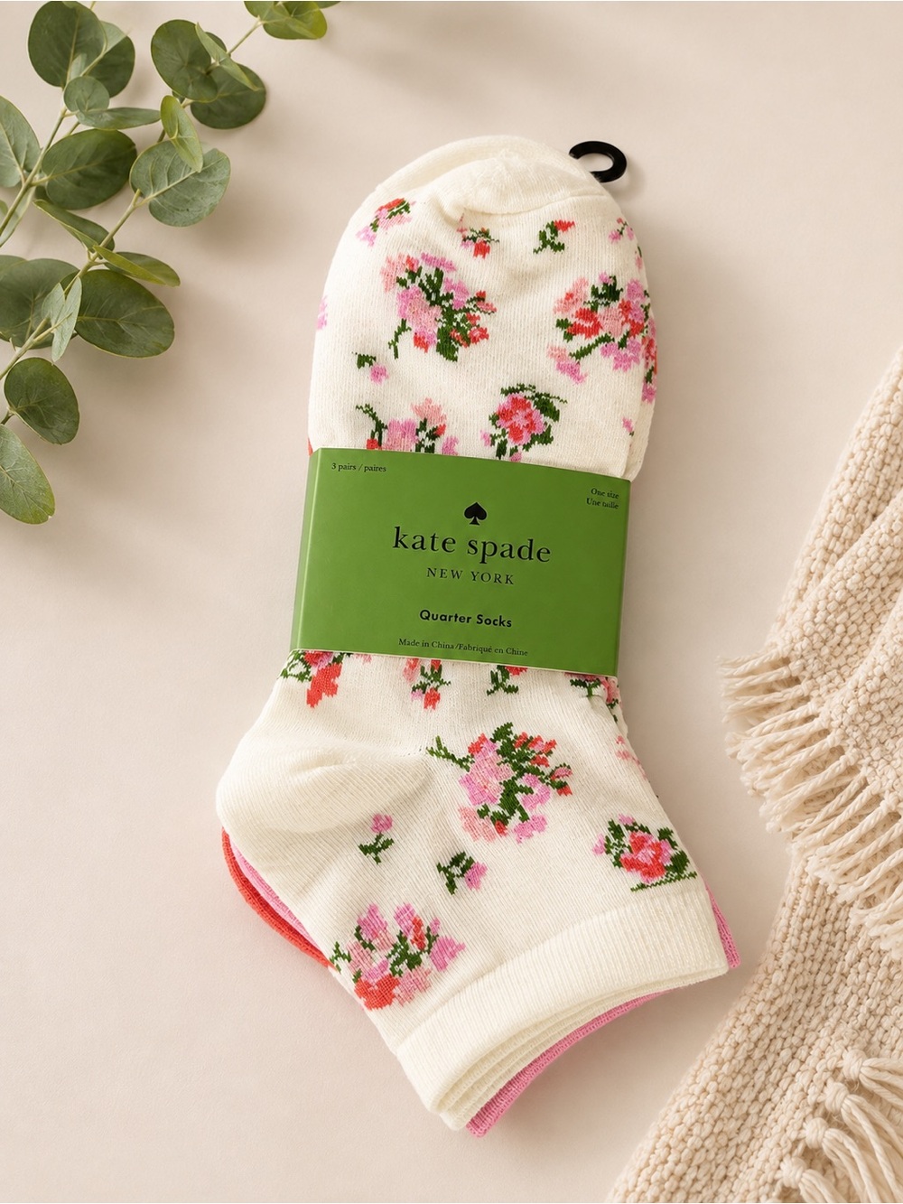 kate spade Floral Print Quarter Socks